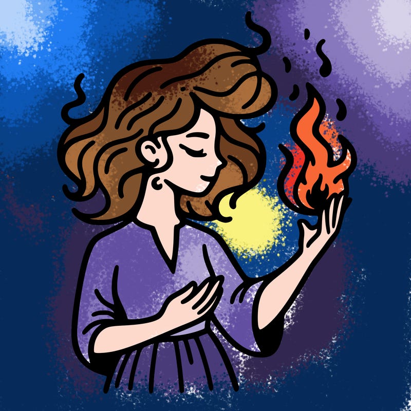woman with fire