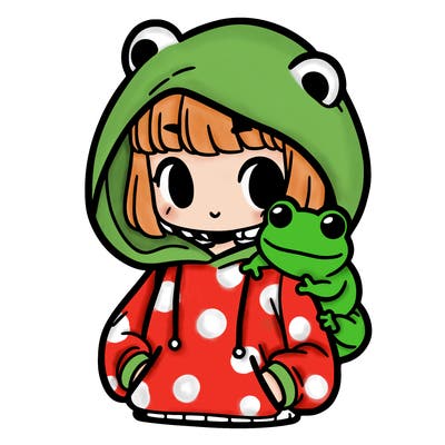 girl and a frog hoodie