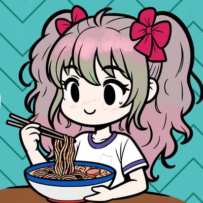 a girl eating ramen
