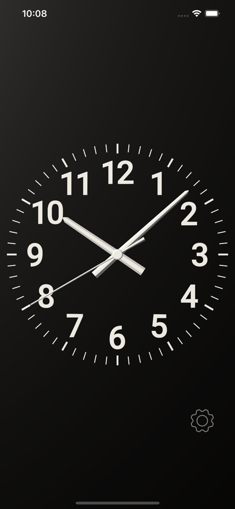 Ticktack Clock - A minimalist analog clock interface with white hands and numbers on a black background