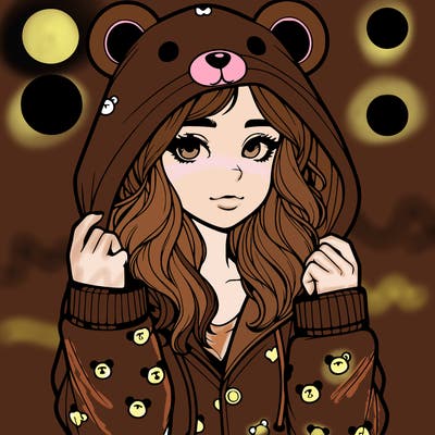realistic girl in a animal pjs hoodie