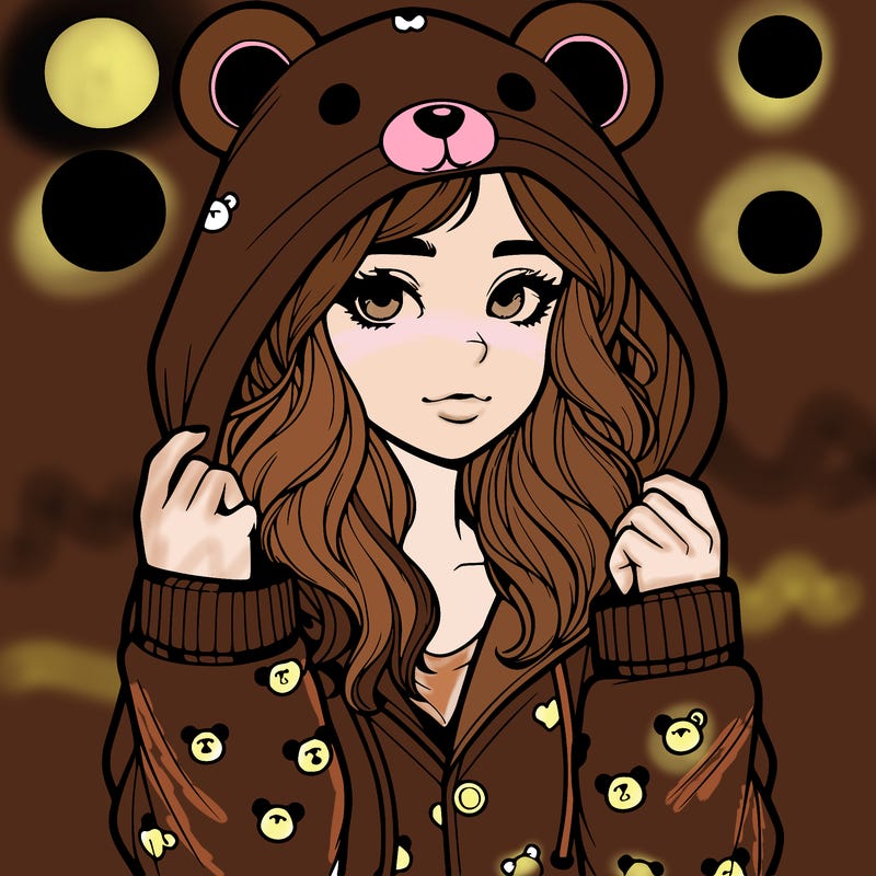 realistic girl in a animal pjs hoodie