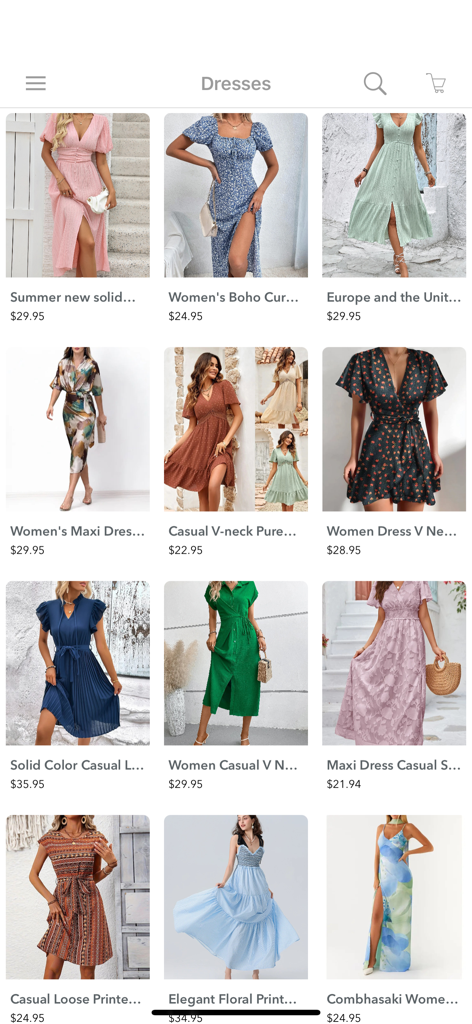 Top Fashion Clothing Shopping - Eine große Auswahl an trendigen und erschwinglichen Damenkleidern, angezeigt auf einer mobilen Shopping-App-Oberfläche