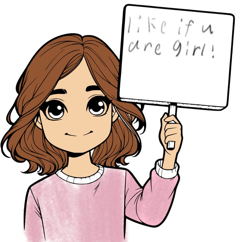 realistic girl holding up a sign