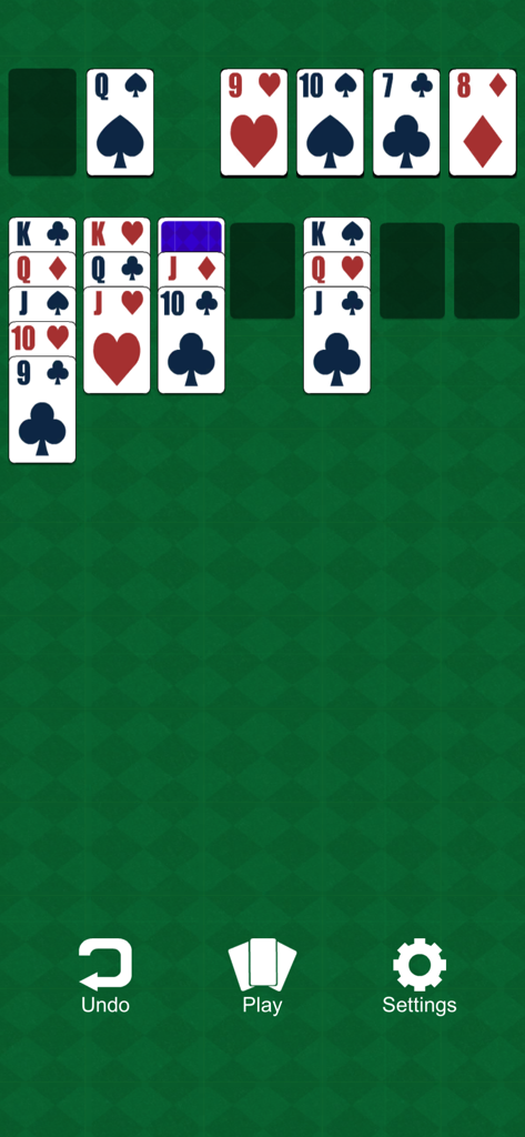 Klondike Kings Solitaire - Classic Klondike solitaire card game play screen