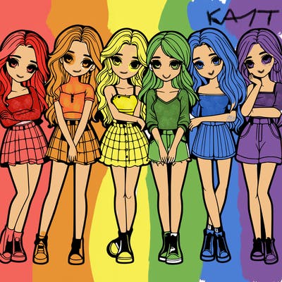 a group of girls realistic