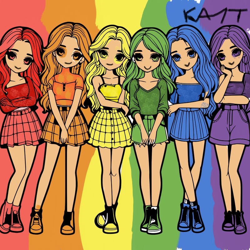 a group of girls realistic