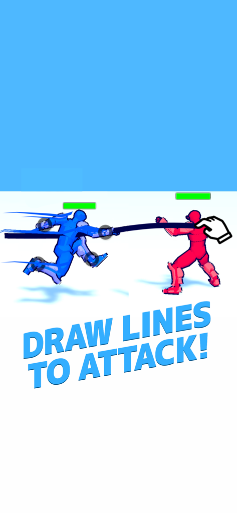 Draw Action: Freestyle Fight - A gameplay screenshot of Draw Action Freestyle Fight showing a blue character attacking a red character by drawing a line