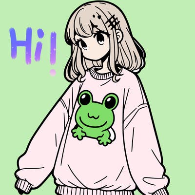 girl wearing frogging sweatshirt