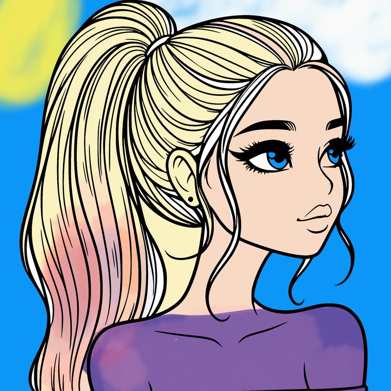 a beautiful and realistic girl with a high pony tail