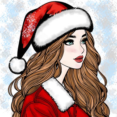 realistic girl in santa hat