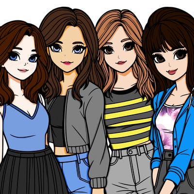 a group of girls realistic