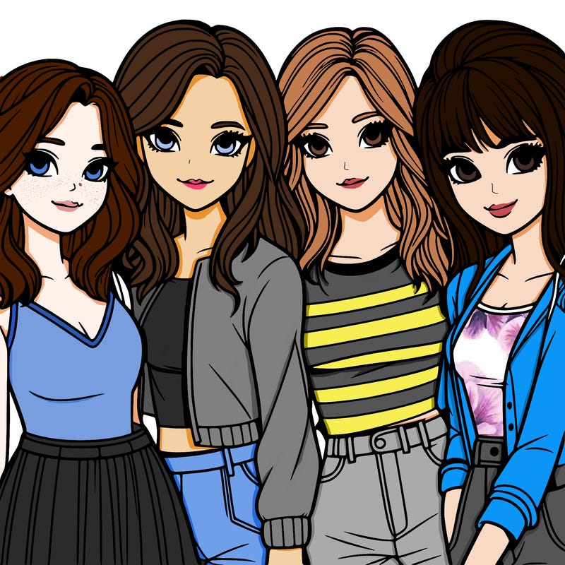 a group of girls realistic