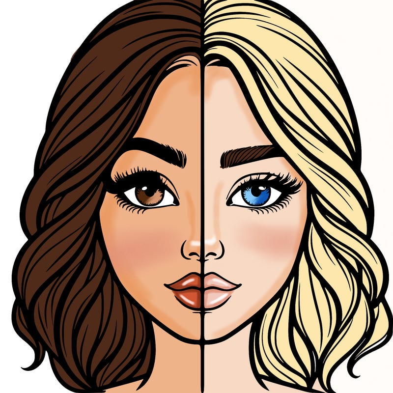 realistic girl split half