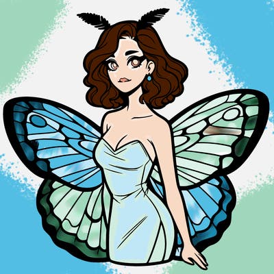 woman with moth wings