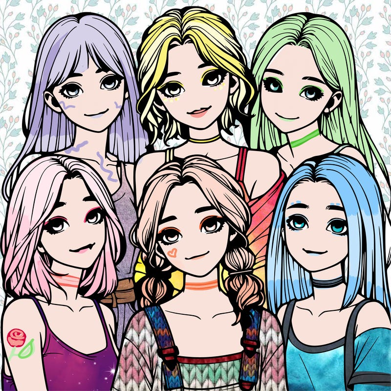 a group of girls realistic