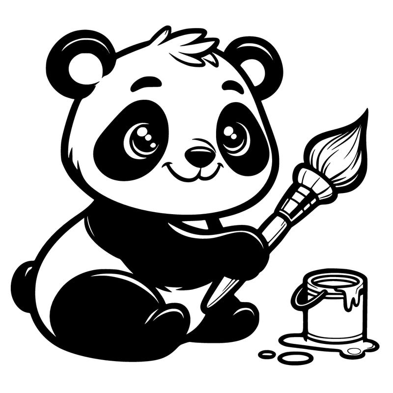 panda with paint brush