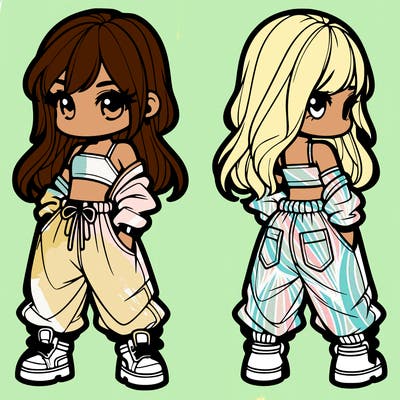 girl in crop top and baggy pants