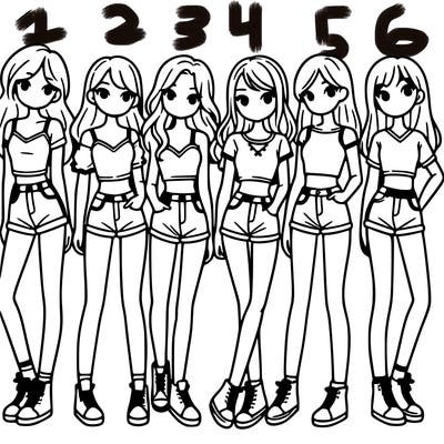 a group of girls wearing crop tops and shorts