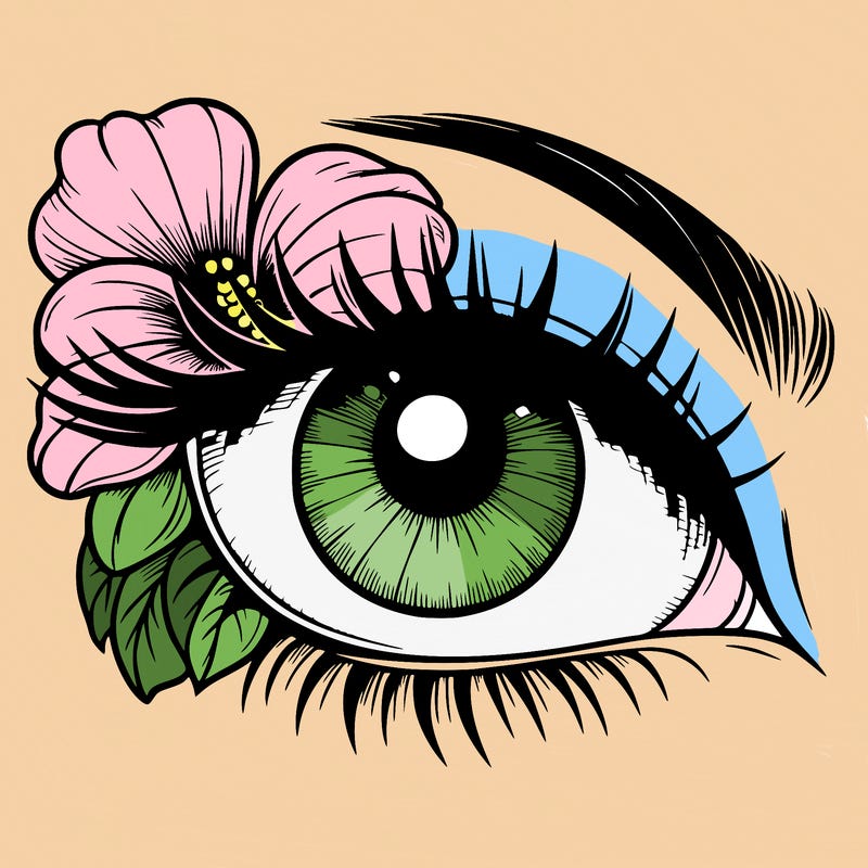 realistic eye with flower