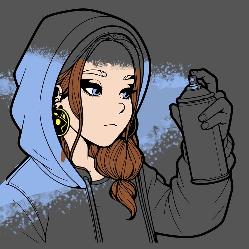 a realistic girl, spray painting