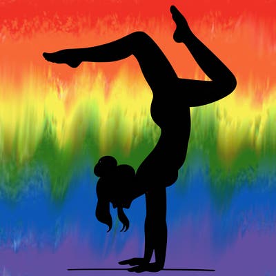 a woman doing a handstand