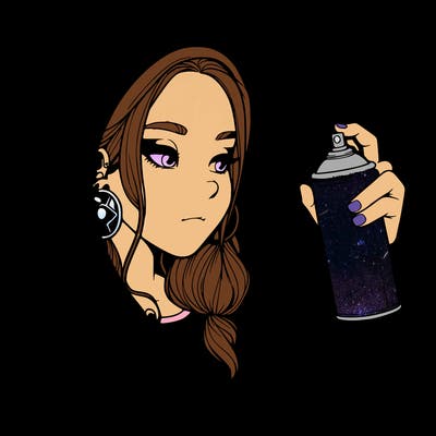 a realistic girl, spray painting