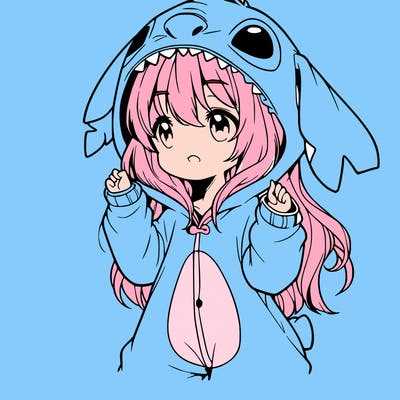 anime girl in a stitch onsie