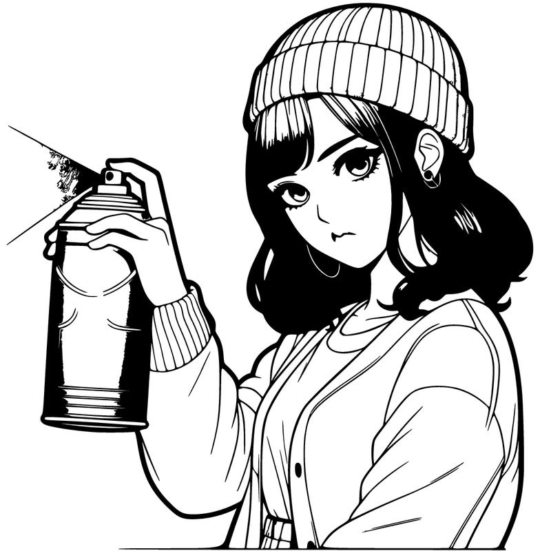a realistic girl spray, painting