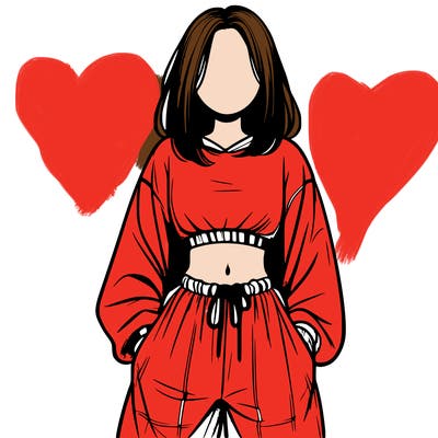 realistic girl faceless with baggy pants and a crop top