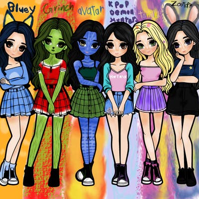 a group of girls realistic