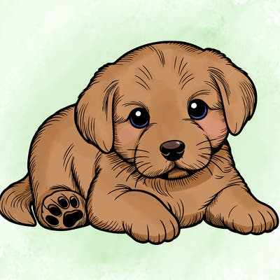 a cute realistic puppy