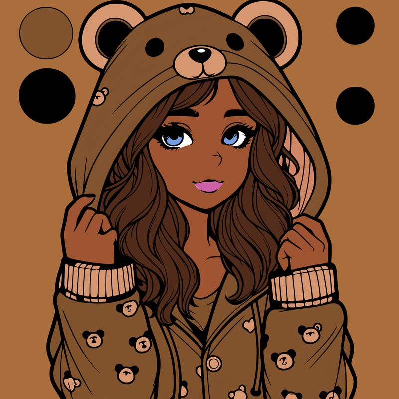 realistic girl in a animal pjs hoodie