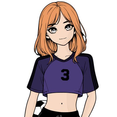 realistic girl wearing soccer jersey