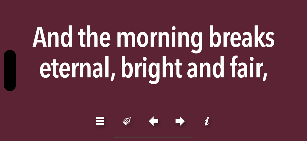 Hymns - Large print hymn lyrics on a high contrast background for low vision accessibility