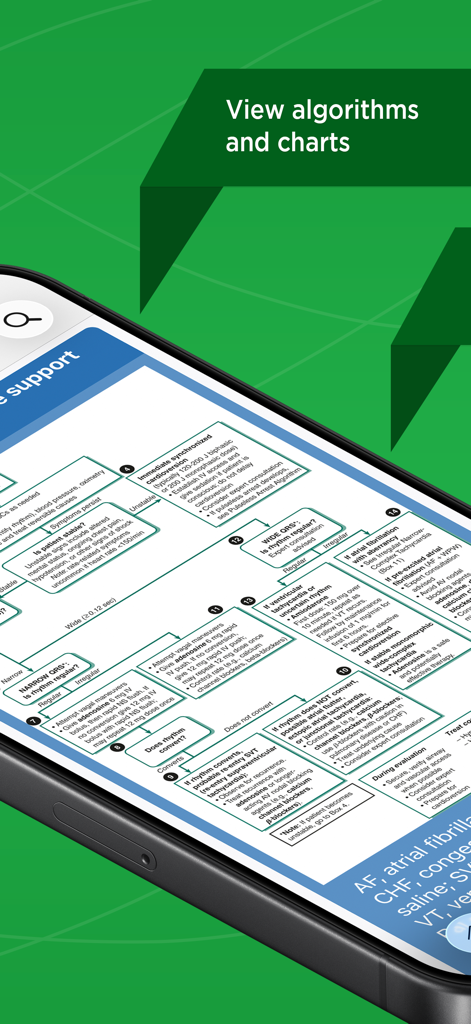 Un diagrama de flujo de soporte de decisiones médicas mostrado en la pantalla de un teléfono inteligente.