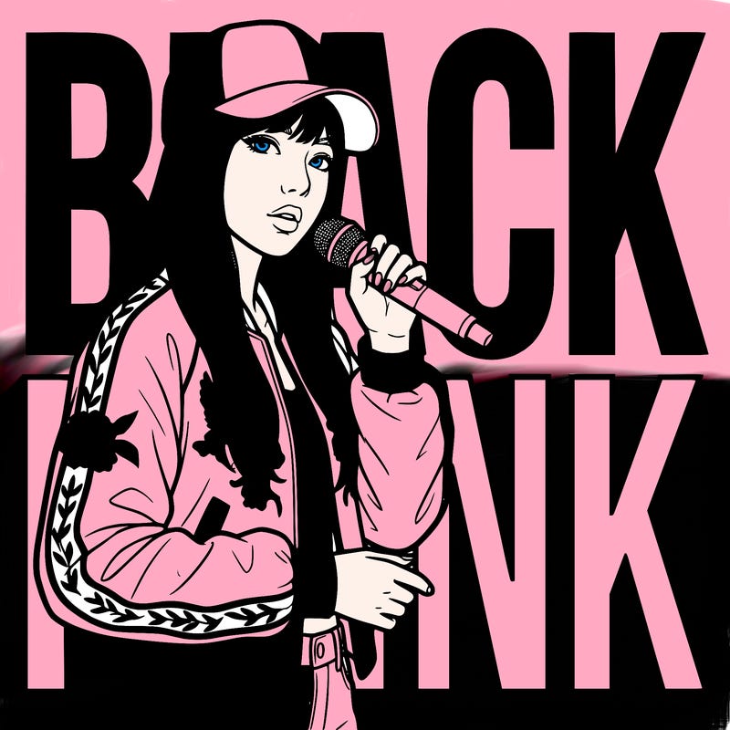 a k-pop singer and the background says black pink