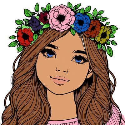 realistic girl with flower crown