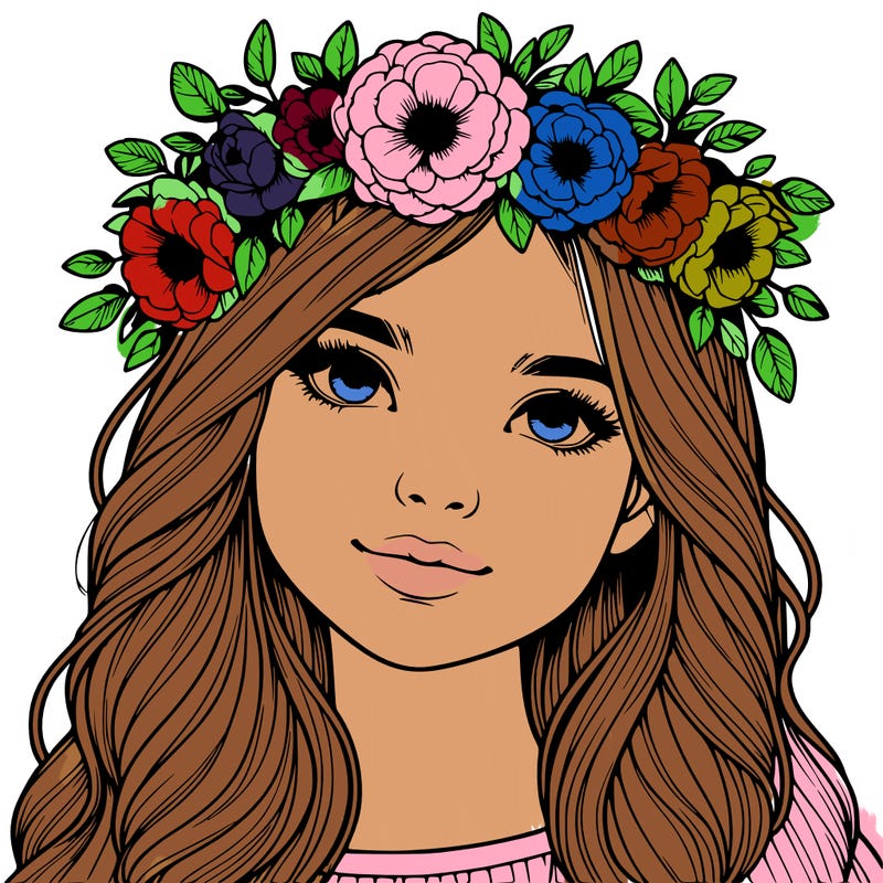 realistic girl with flower crown