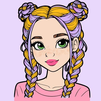 realistic girl with braids