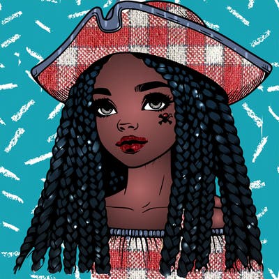 realistic girl with box braids and i realistic pirate hat
