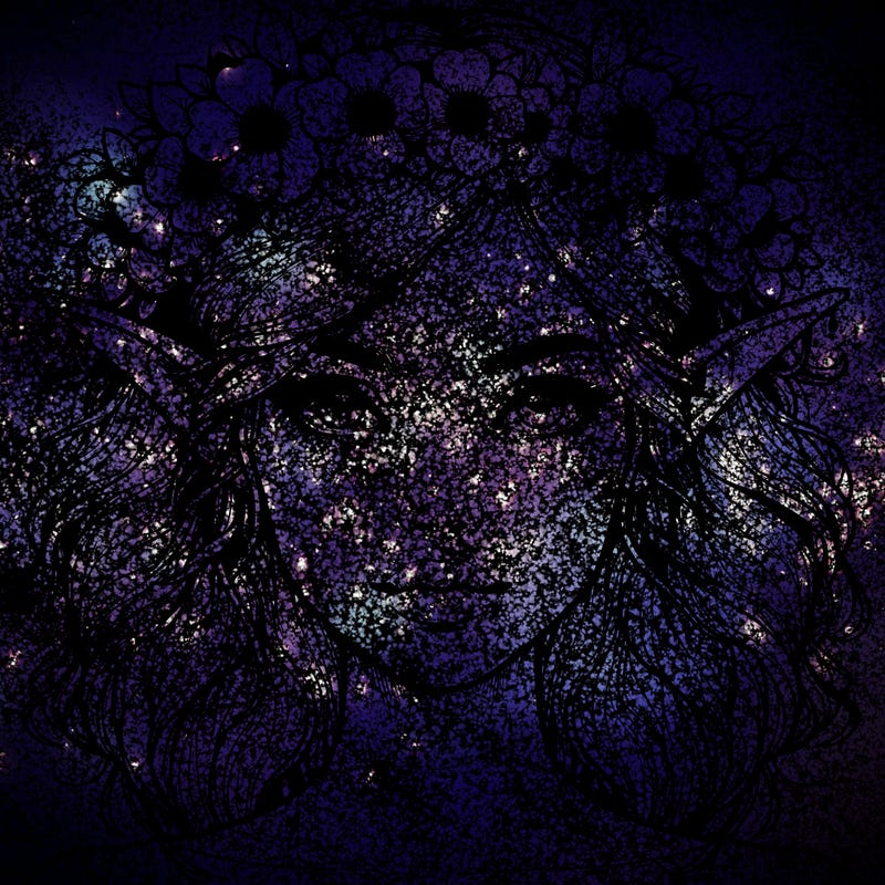 realistic female elf with flower crown