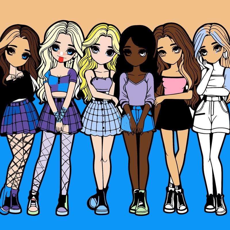 a group of girls realistic