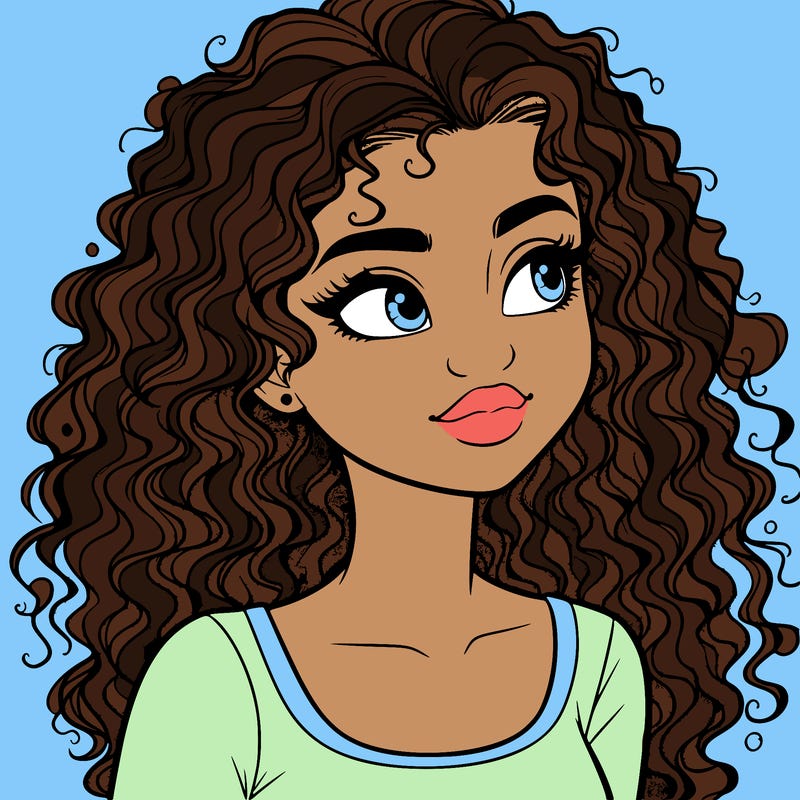realistic girl with curly hair