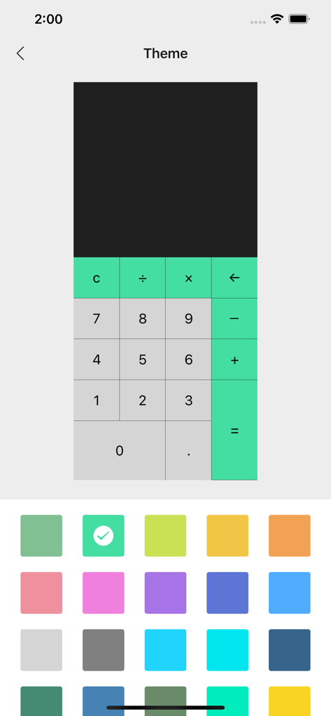 Calculator - MingCalc - MingCalc theme selection screen with colorful calculator customization options