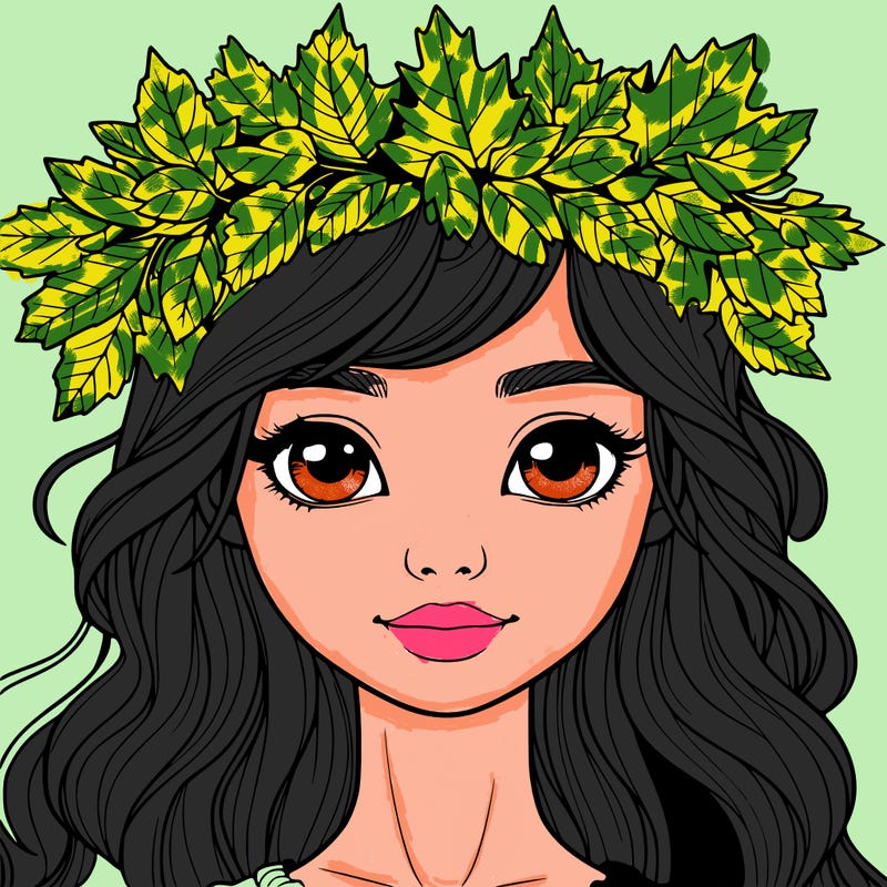 realistic girl with fall leaf crown