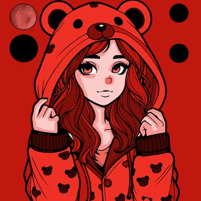 realistic girl in a animal pjs hoodie