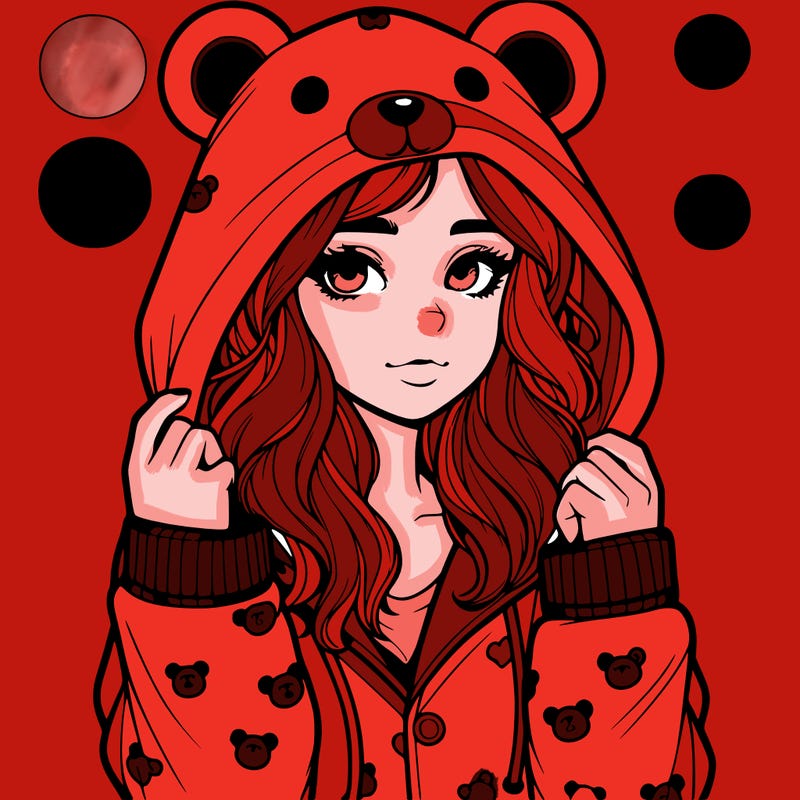 realistic girl in a animal pjs hoodie