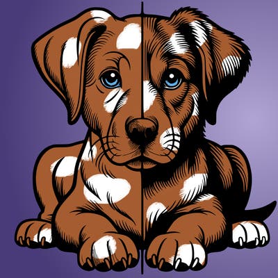 realistic dog split picture