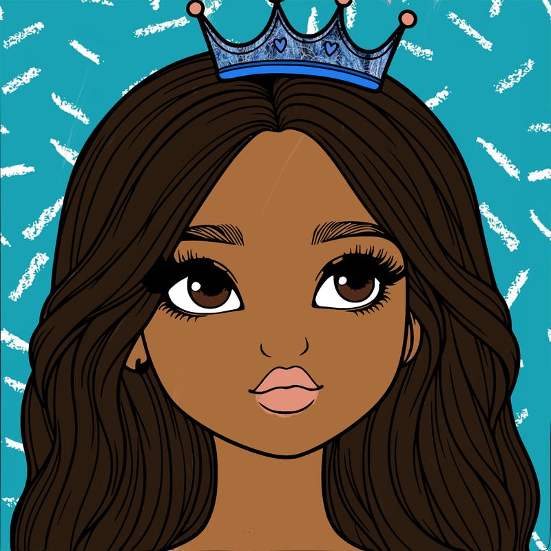 a realistic girl with a crown on